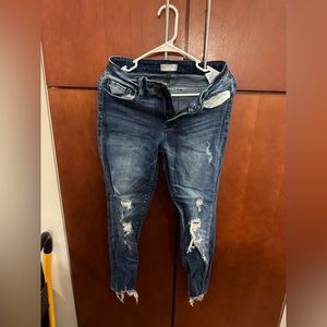 Ripped straight leg jeans